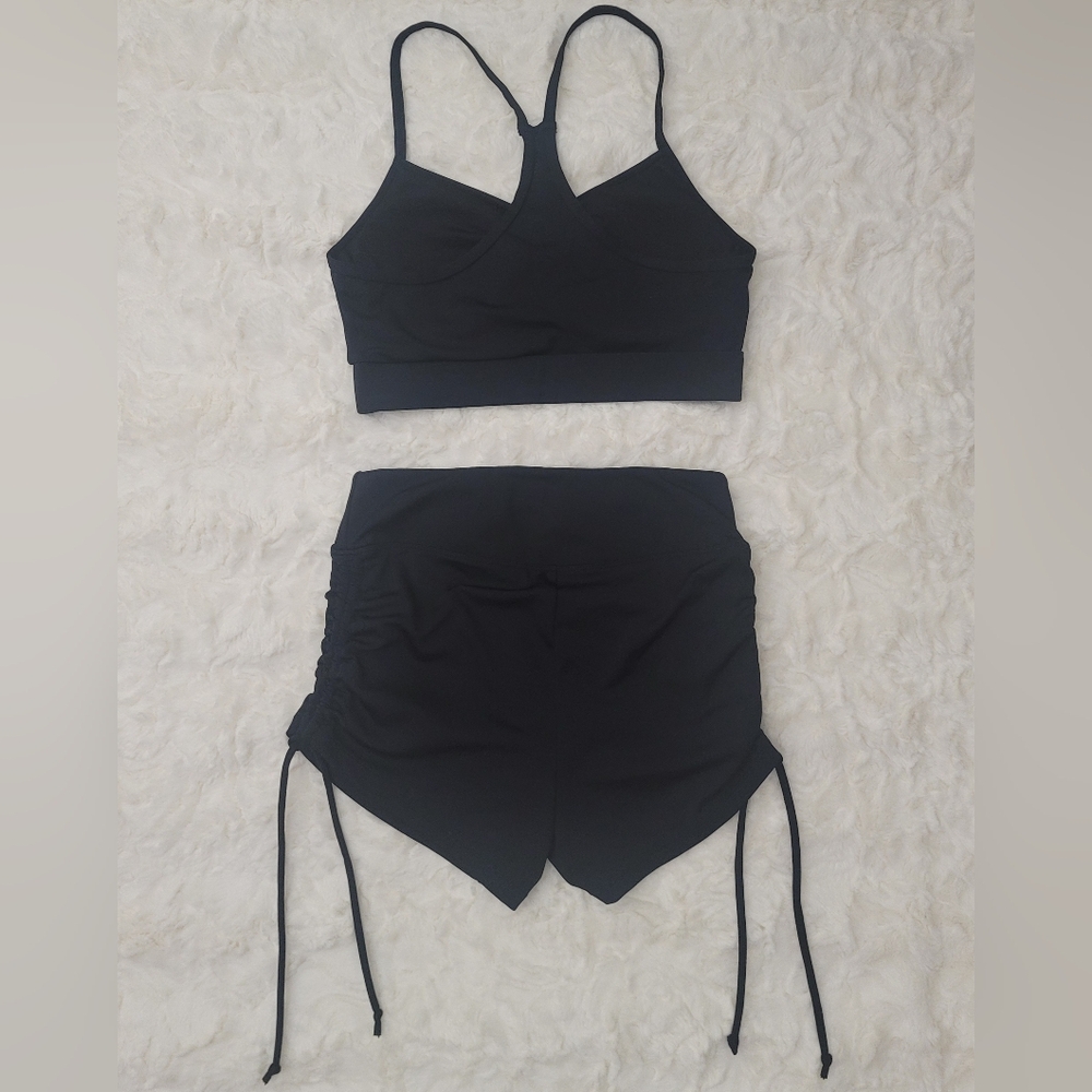 OQQ Women Black 2 Pcs Swimsuit Size Small NWOT